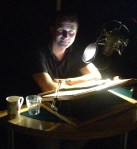 Stephen Hogan during the recording of 'About Time'. [photo by Tania Hershman]